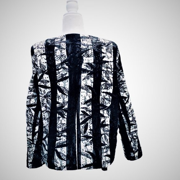 M.MIRANDA Retro Style Sequined Striped Lace Necktie Jacket Sz 18 Made in Turkey - Picture 5 of 6